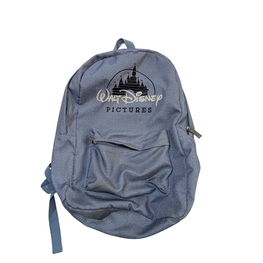 Walt Disney Pictures Blue Heathered Embroidered Logo Backpack School Travel Bag